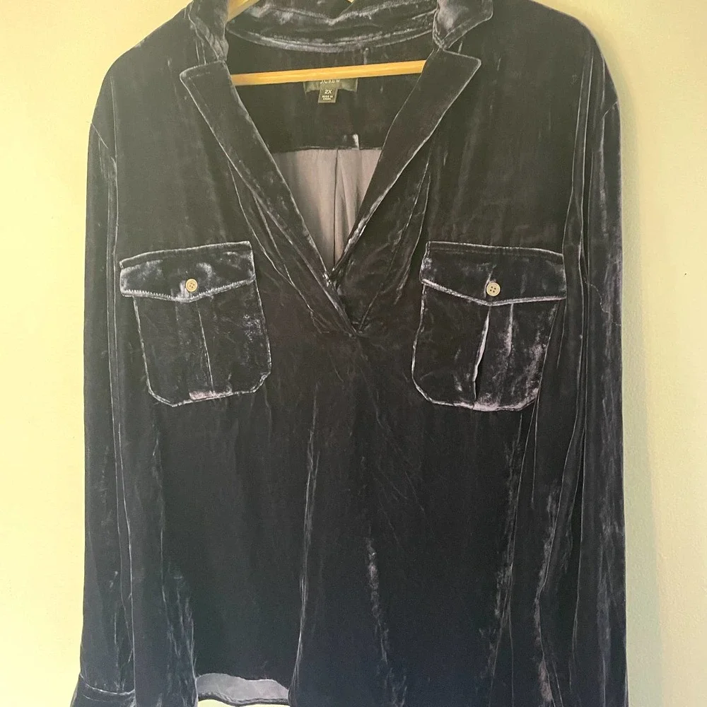 J.Crew Classic-fit Velvet Button-Down Shirt in Blue/Purple SZ 2X - Picture 6 of 12